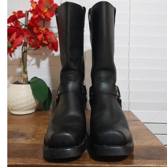 Frye U.S.A Made 12R Women's Harness Biker Boots Black Leather Sz 9.5M - Picture 6 of 15